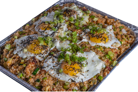 Sarang Kitchen catering kimchi fried rice in aluminum tray