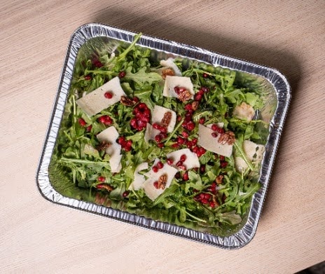 Sarang Kitchen catering pomegranate salad in aluminum tray